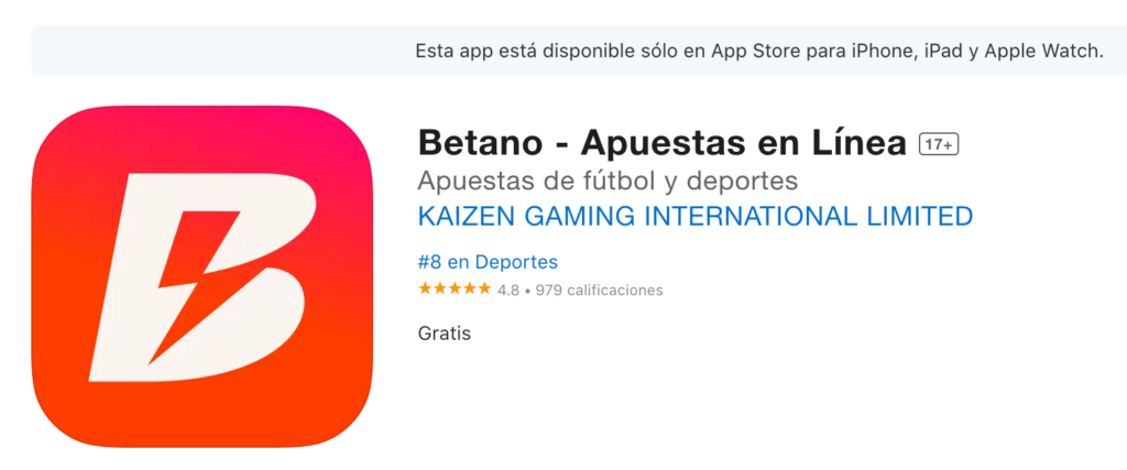 Descargá la app de Winng Betano Argentina para iOS desde la Apple Store