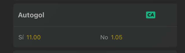 Ejemplo de Autogol Sí/No