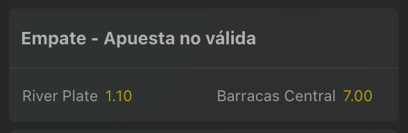 Empate - Apuesta No Válida en Winng Bet365