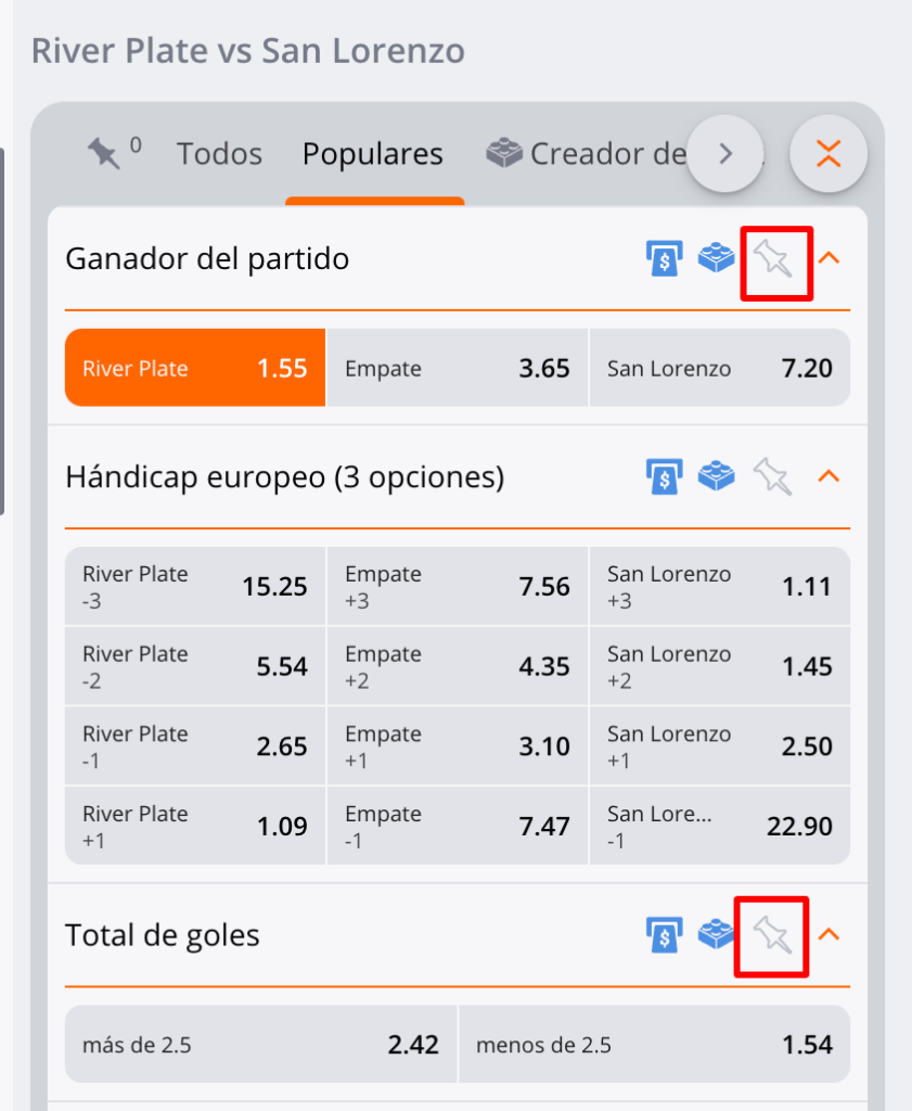 Acceso rápido a los mercados en Winng Betsson Argentina